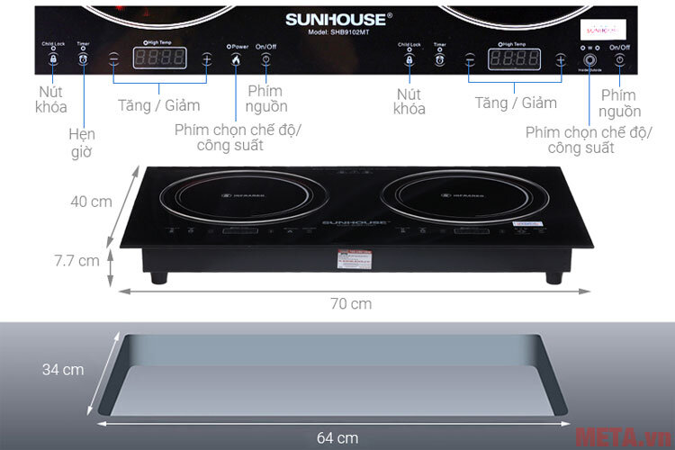 Bếp đôi hồng ngoại Sunhouse SHB9102MT