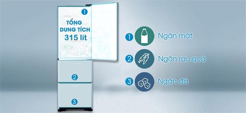 Tủ lạnh 3 cánh Hitachi R-SG38FPGV (GBW) 375L Inverter