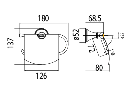 Bản vẽ kỹ thuật ống giấy vệ sinh American Standard Heritage WF-0287