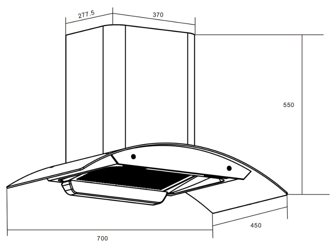 Kích thước máy hút mùi Richborn Máy hút mùi Richborn