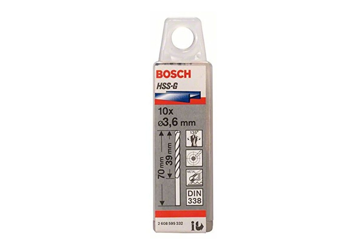 Mũi khoan sắt HSS-G 3.6mm (hộp 10 mũi) Bosch 2608595332