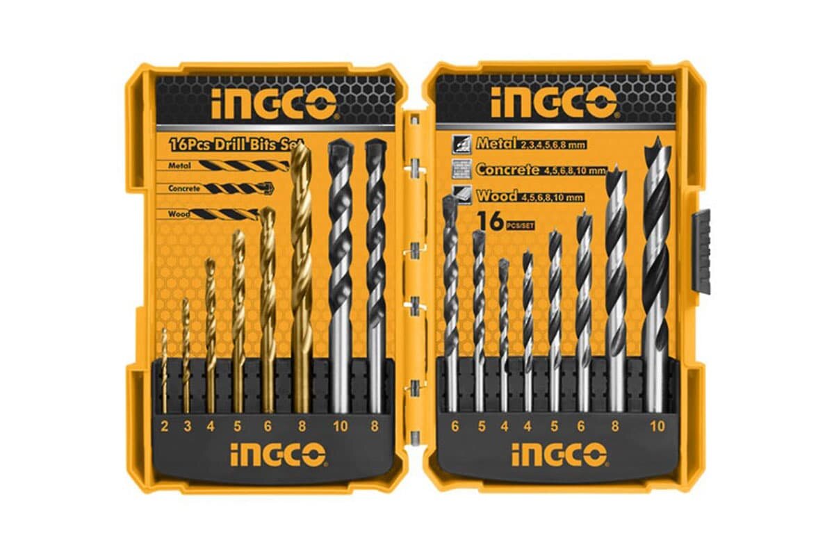 Bộ 16 mũi khoan kim loại, bê tông và gỗ INGCO AKD9165
