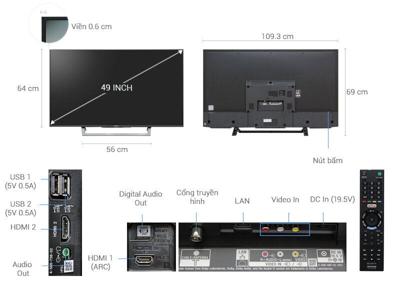 Internet Tivi Sony 49 inch KDL-49W750D