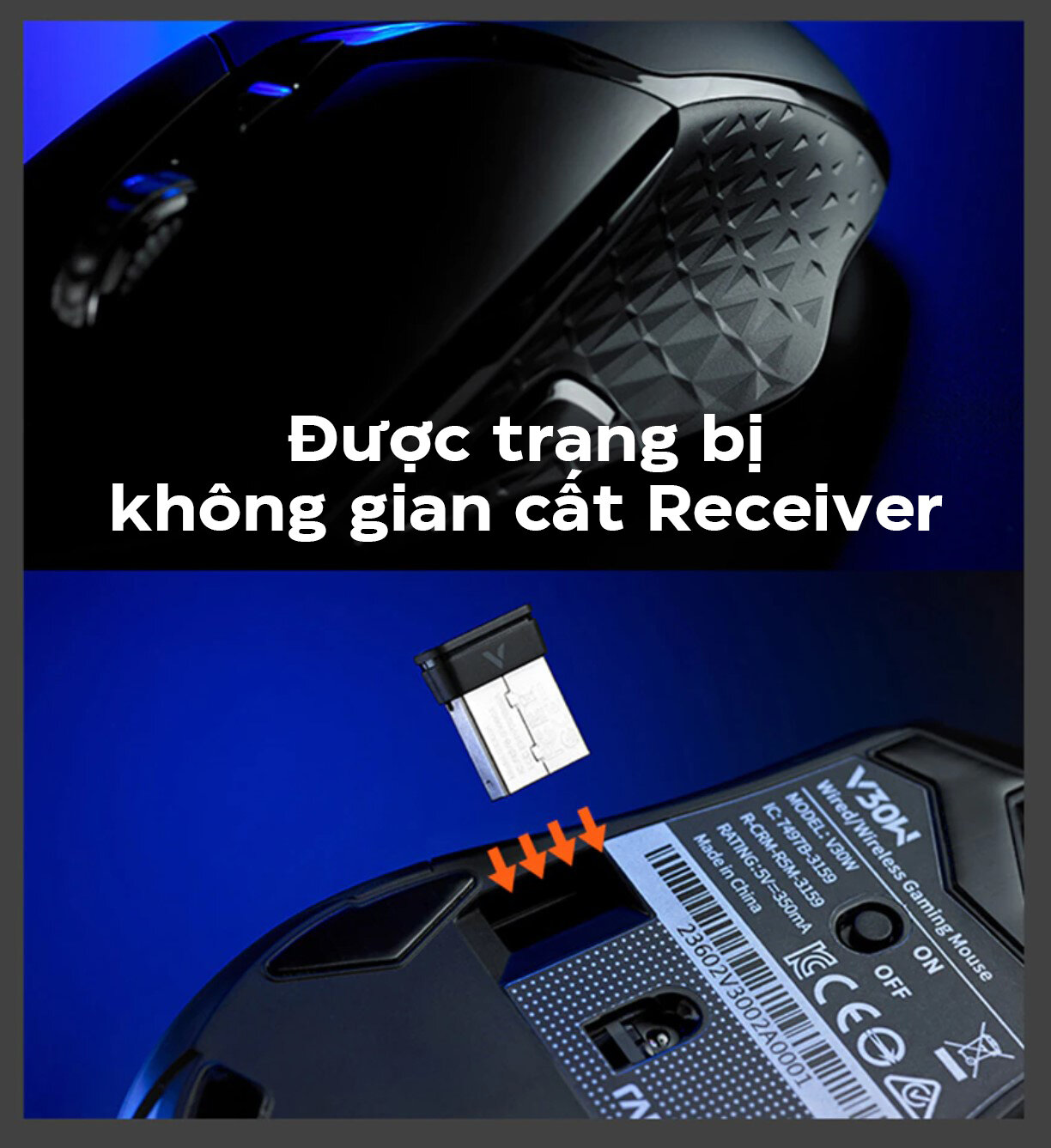 Chuột Gaming không dây Rapoo V30W Wireless 2.4G