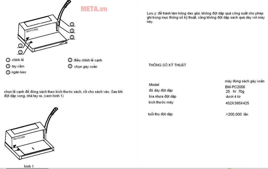 Máy đóng sách gáy xoắn cuộn Silicon BM-PC2000A Máy đóng sách gáy xoắn cuộn Silicon BM-PC2000A