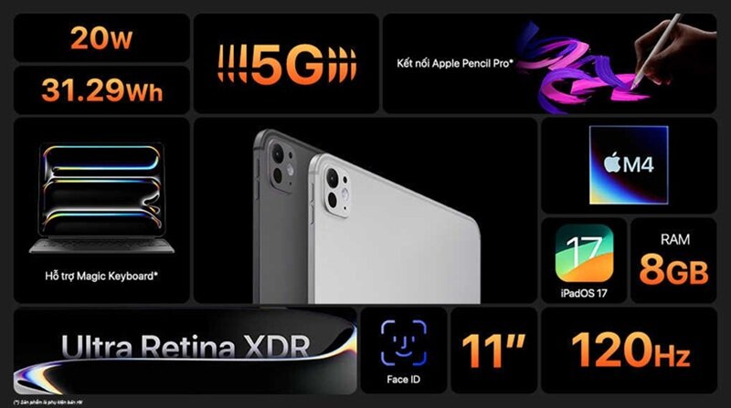 Máy tính bảng iPad Pro M4 11 inch (2024) Wifi   Cellular 512GB