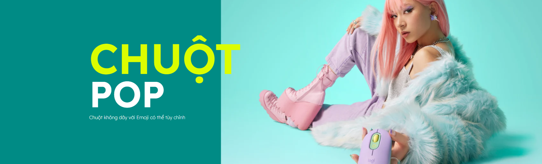 Chuột không dây Logitech Pop Mouse with EMOJI màu Đen 1