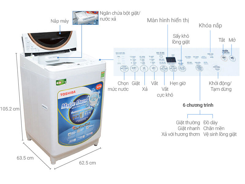 Máy giặt Toshiba 9.5 kg ME1050GV (WD) Máy giặt Toshiba 9.5 kg ME1050GV (WD)