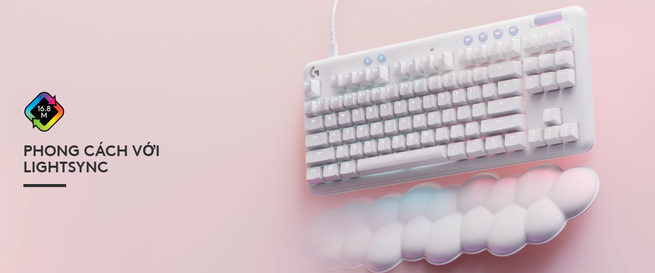 Bàn phím cơ có dây Logitech G713 RGB TKL Off White Linear (920-010679) 3