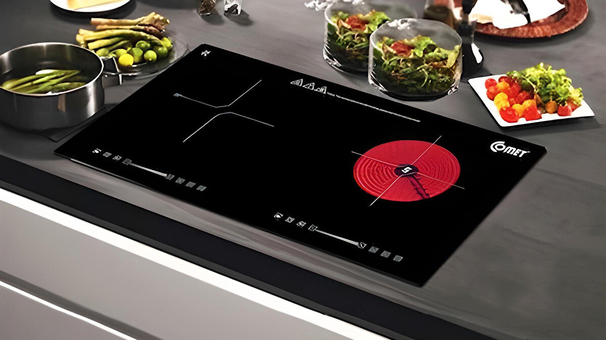 Bếp đôi điện từ - hồng ngoại Comet CM5589 có thiết kế sang trọng