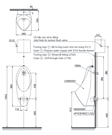 Bản vẽ kỹ thuật TOTO UT904N