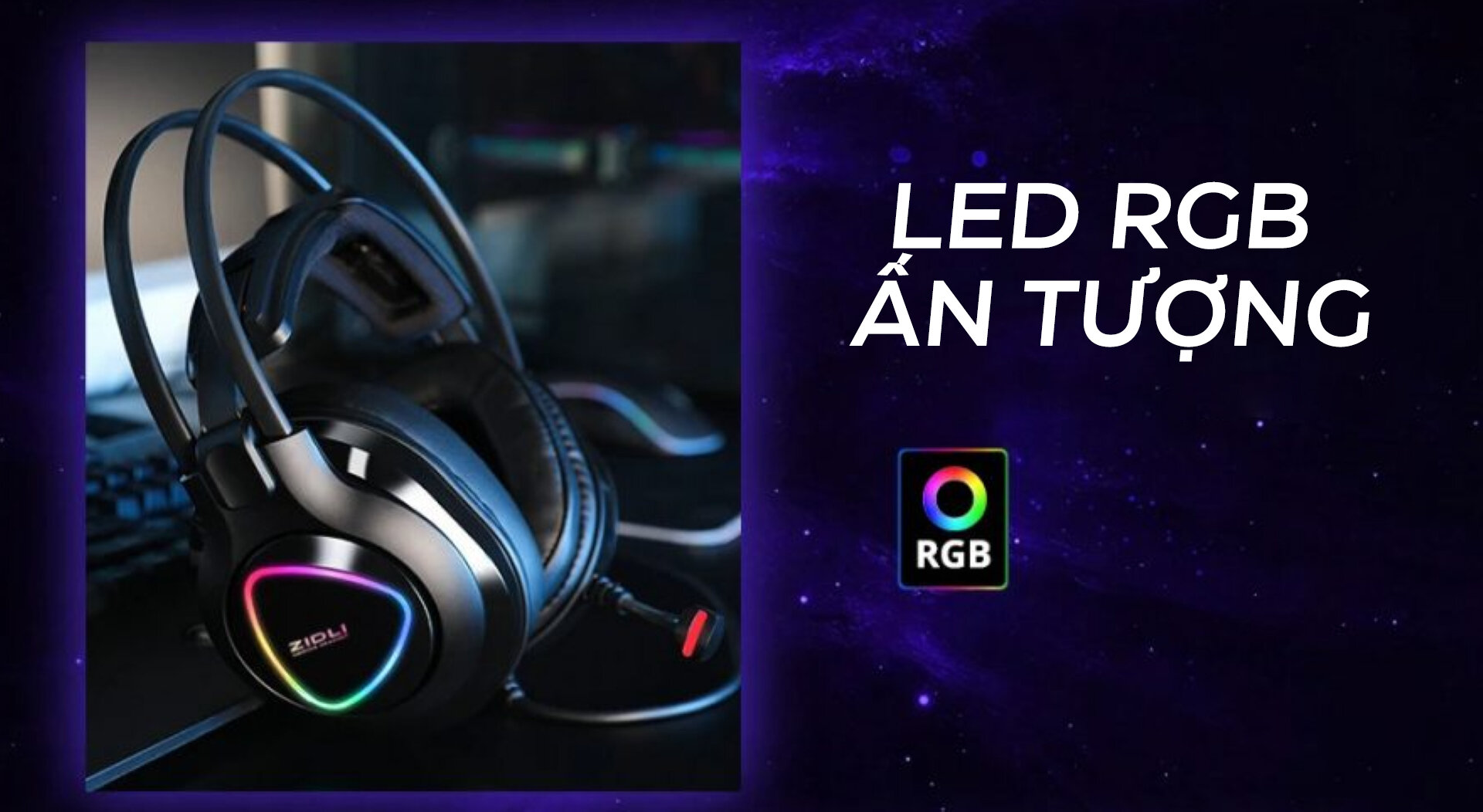 Tai nghe Zidli ZH-A10 7.1 Real, USB, RGB 16.8 triệu màu