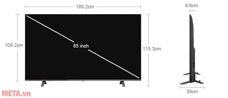 Kích thước Smart TV QLED 4K Toshiba 85 inch 85M450NP