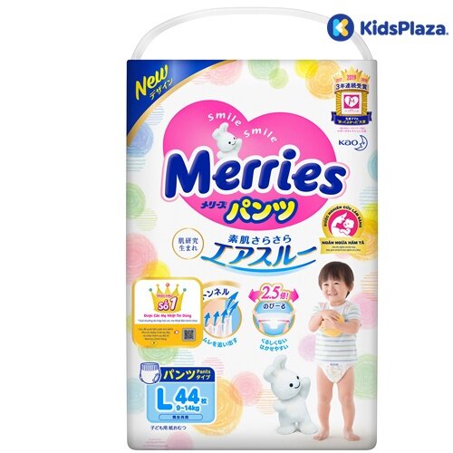 Bỉm tã dán Merries size L 44 miếng - bao bì cũ