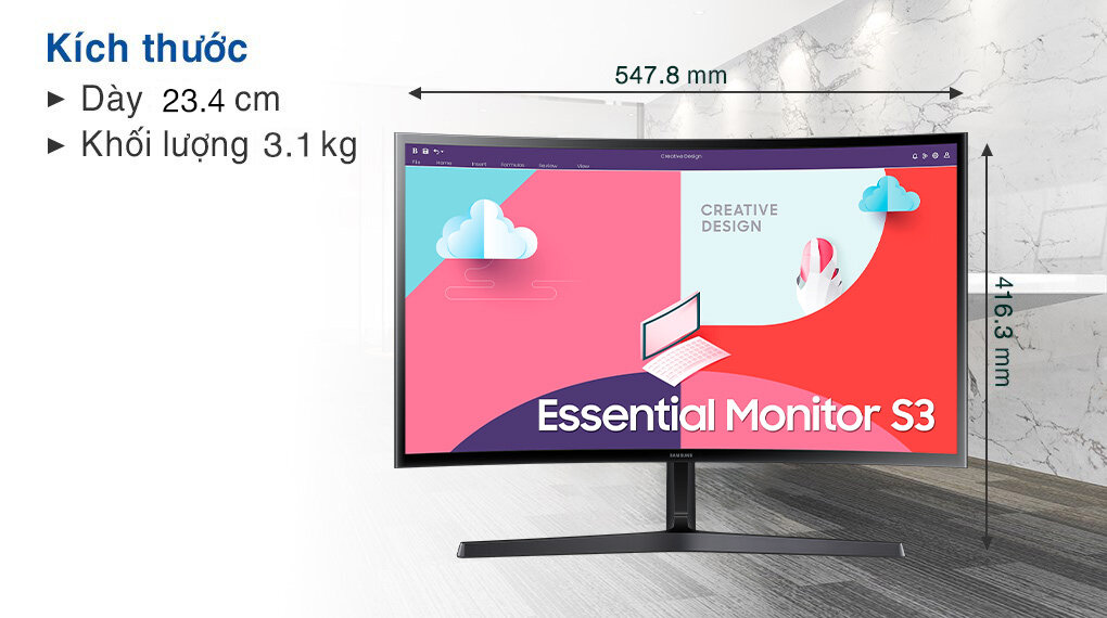 Màn hình Samsung LS24C366EAEXXV kích cỡ