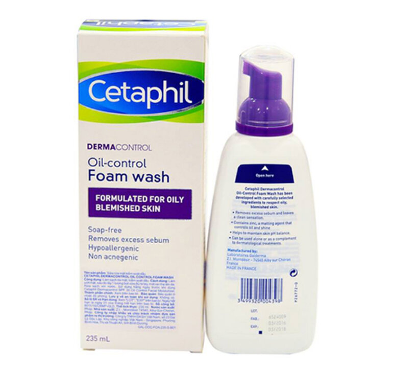 Sữa rửa mặt giảm dầu, ngăn ngừa mụn Cetaphil Dermacontrol Oil Control Foam Wash 235ml