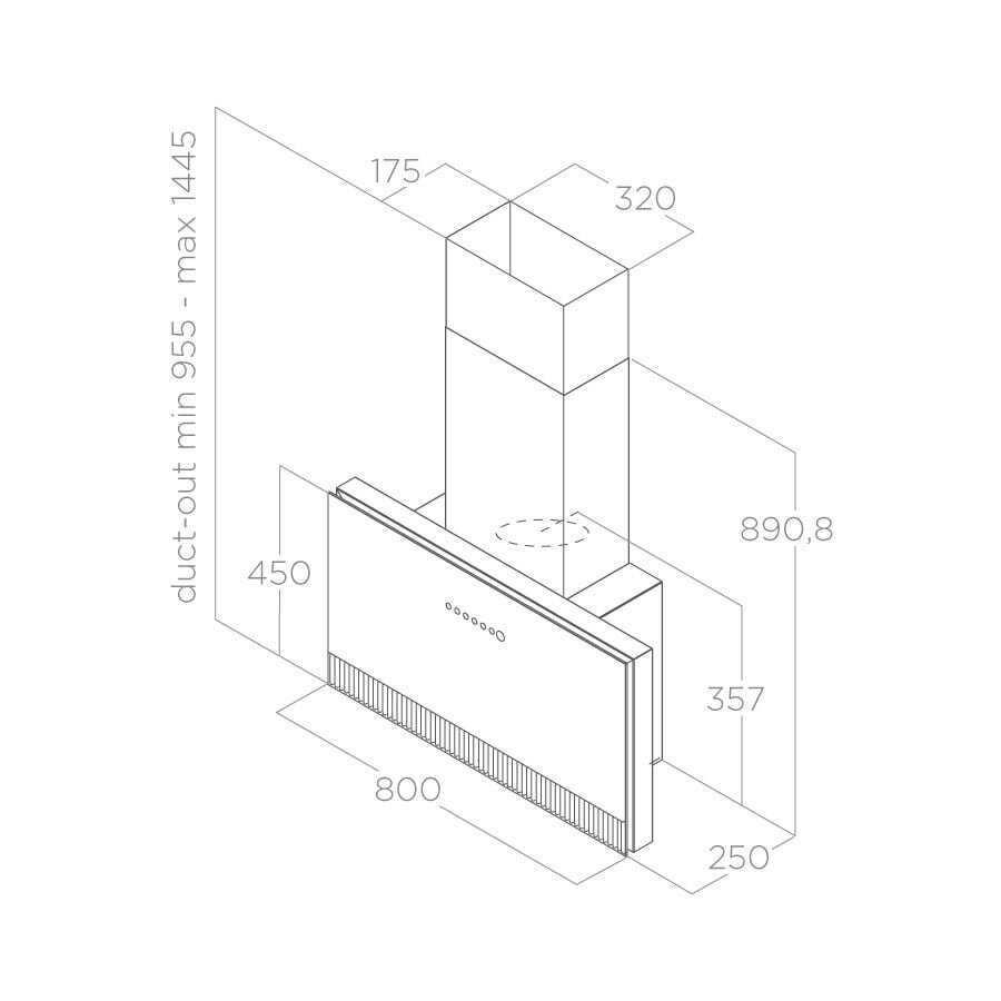 Bản vẽ kỹ thuật máy hút mùi áp tường thông minh ELICA SUPER PLAT
