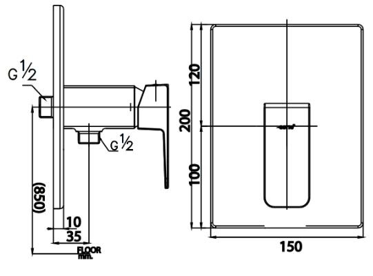 Bản vẽ kỹ thuật củ sen lạnh COTTO CT1173A