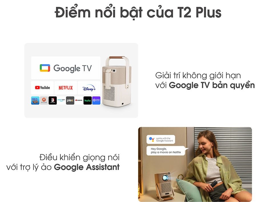 Máy chiếu Yaber T2 Plus có trợ lý Google Assistant  Máy chiếu Yaber T2 Plus