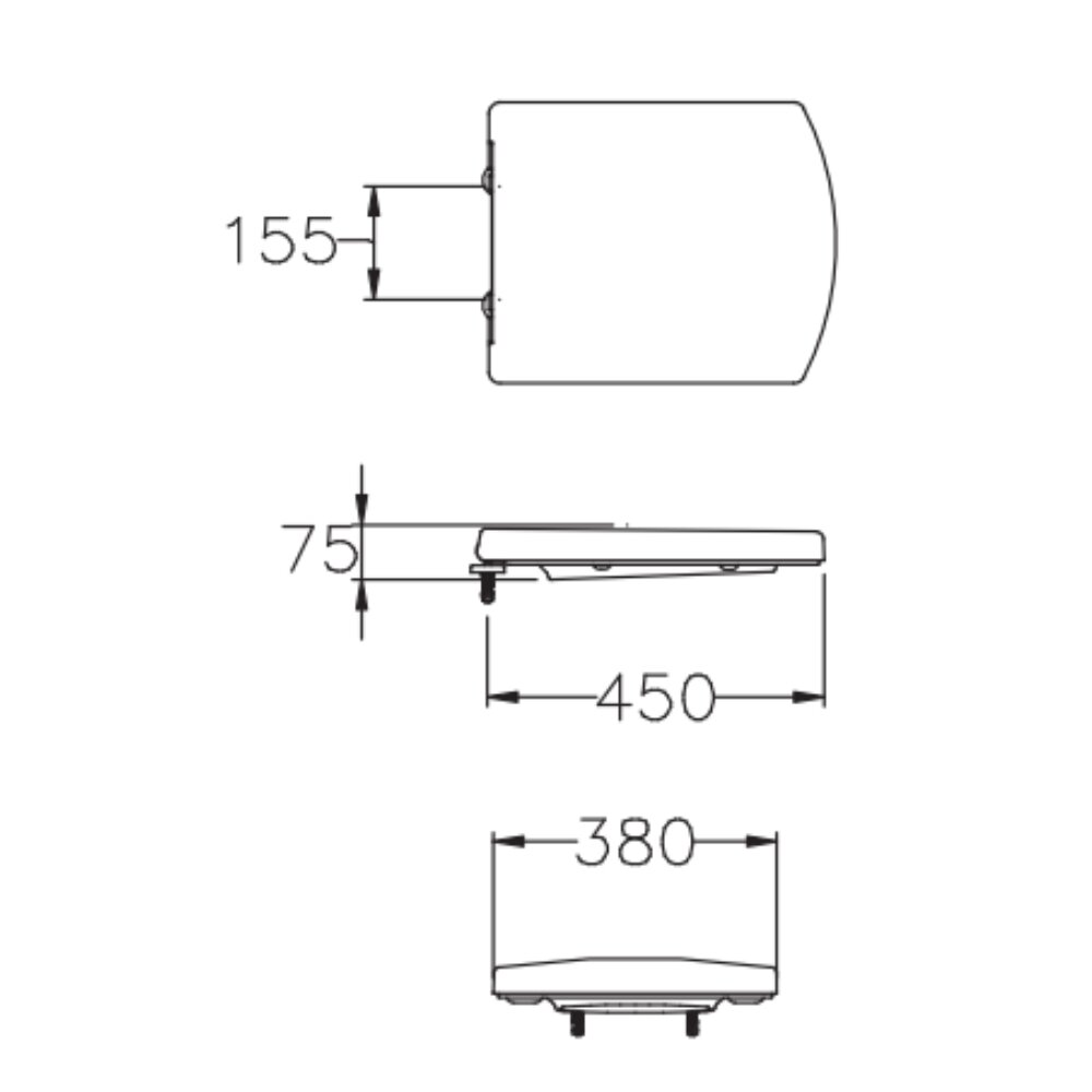 Bản vẽ kỹ thuật của nắp bàn cầu đóng êm COTTO C90841