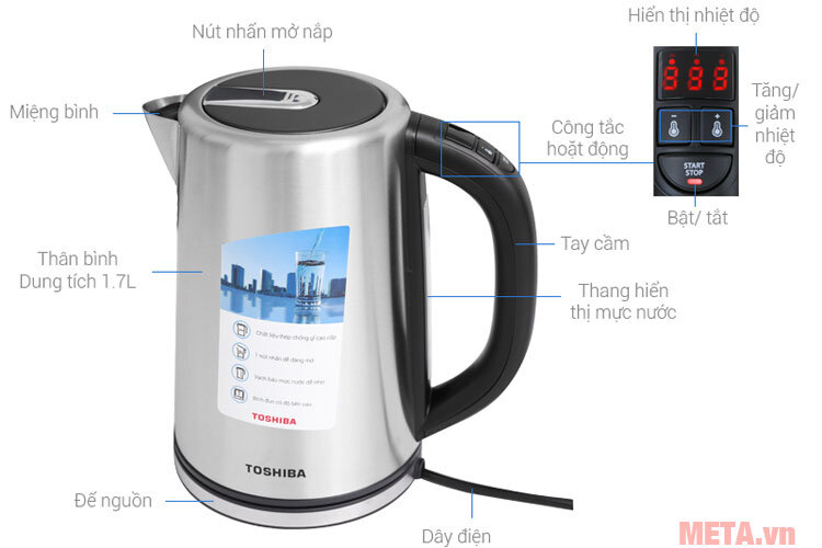 Bình đun siêu tốc Toshiba PHK-17MFM(S)VN