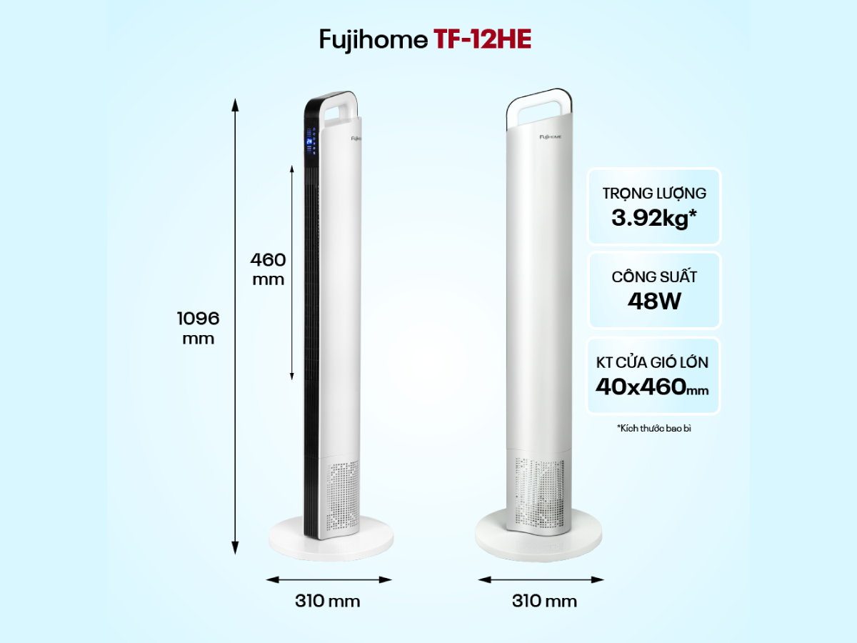 Quạt tháp điện tử FujiHome TF-12HE có kích thước nhỏ gọn Quạt tháp điện tử FujiHome TF-12HE có kích thước nhỏ gọn