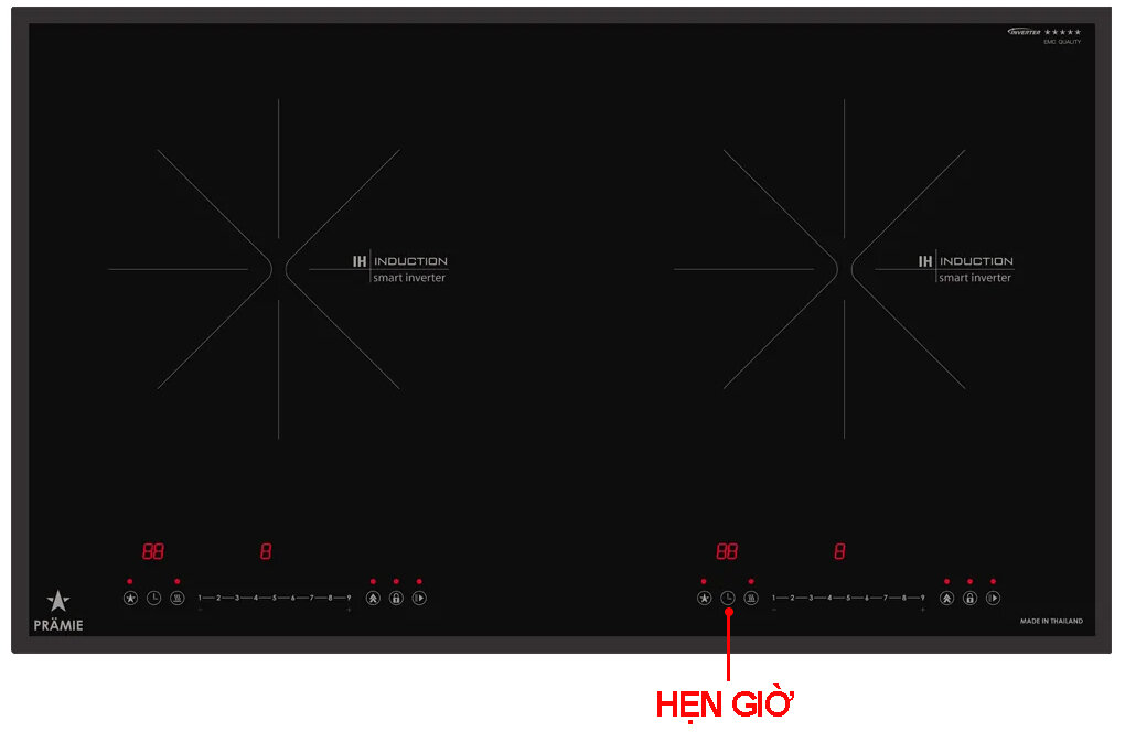 Tính năng hẹn giờ trên bếp điện từ đôi Pramie PRTH-N2 - Thái Lan 