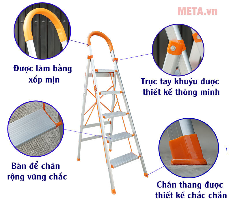 Thang nhôm ghế Hakawa HK-005B (Màu bạc)