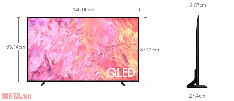 Kích thước tivi Samsung QLED 4K 65 inch QA65Q63CAKXXV