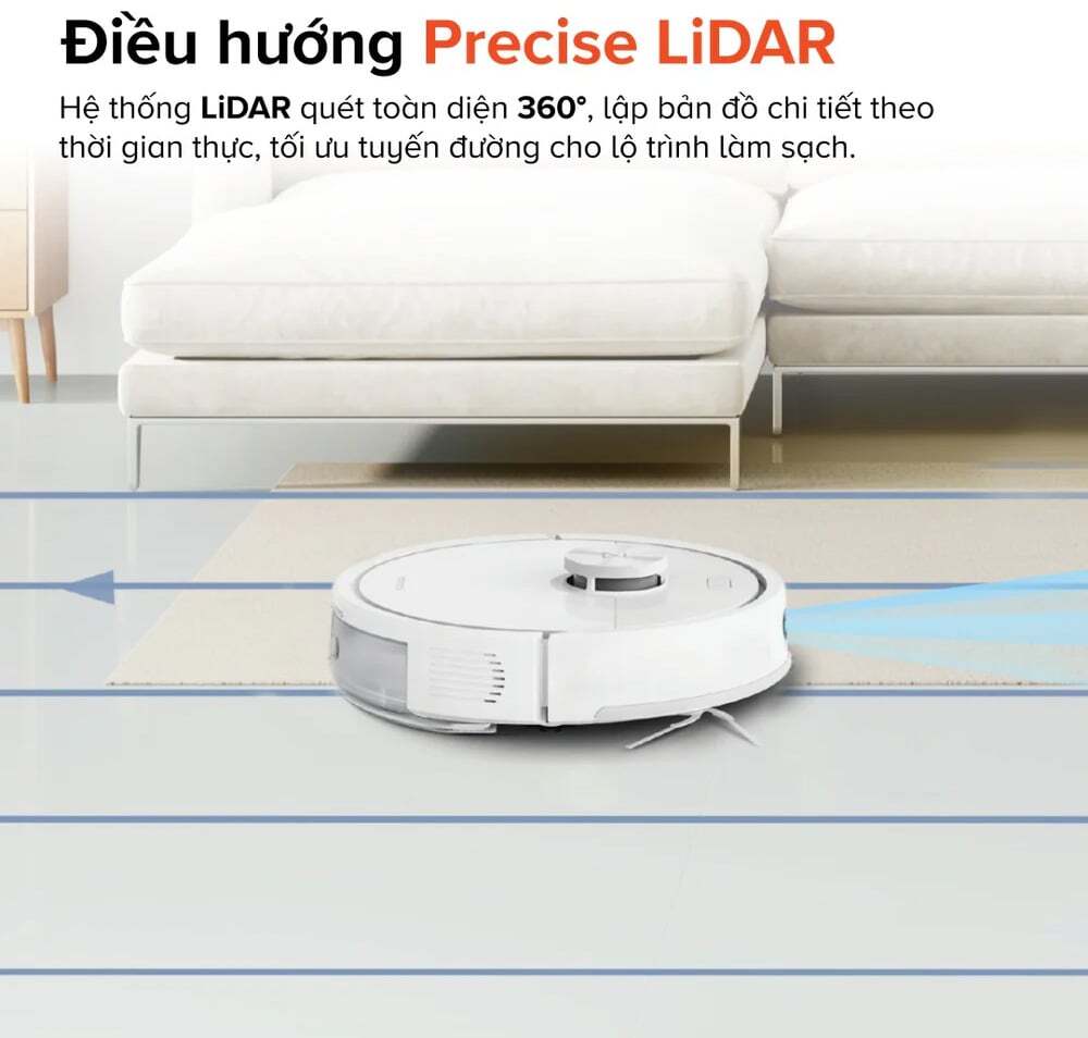 Công nghệ điều hướng Precise LiDAR - Quét 360° chính xác Robot Roborock Q7 TF