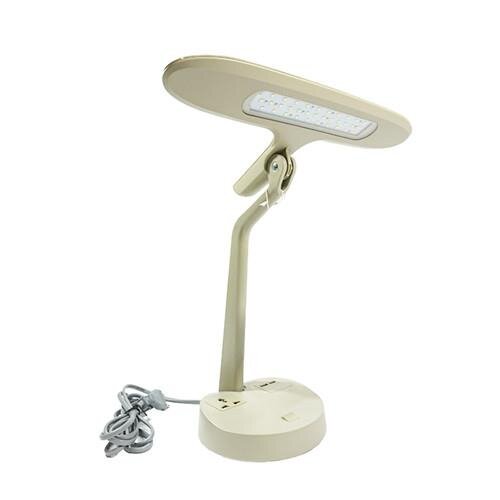 Đèn bàn Led Lioa 7W dọc có 2 cổng USB   1 ổ cắm ĐN LiDBDLED7USB/WH trắng