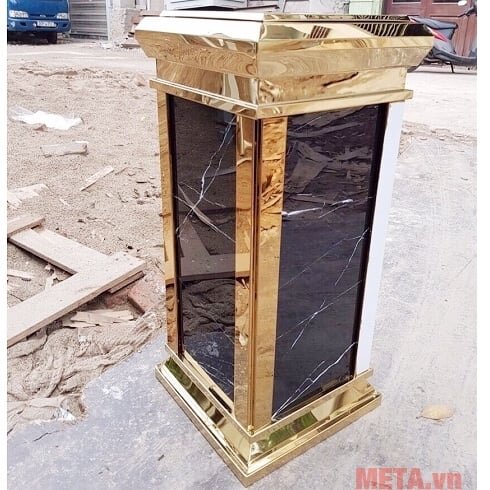 Hình ảnh thực tế của thùng rác đá hoa cương GEV A16 Thùng rác Inox