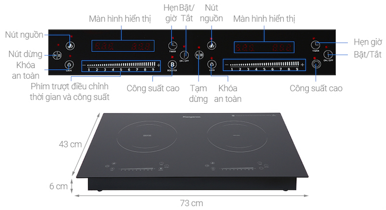 Bếp điện từ đôi Kangaroo KG852i Bếp điện từ đôi Kangaroo KG852i