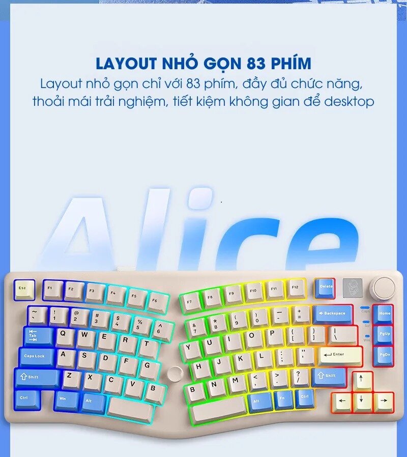 Bàn phím cơ LEOBOG Alice A75 (3 Mode/Moon Cat Trắng/Rgb/Rambo switch) 8