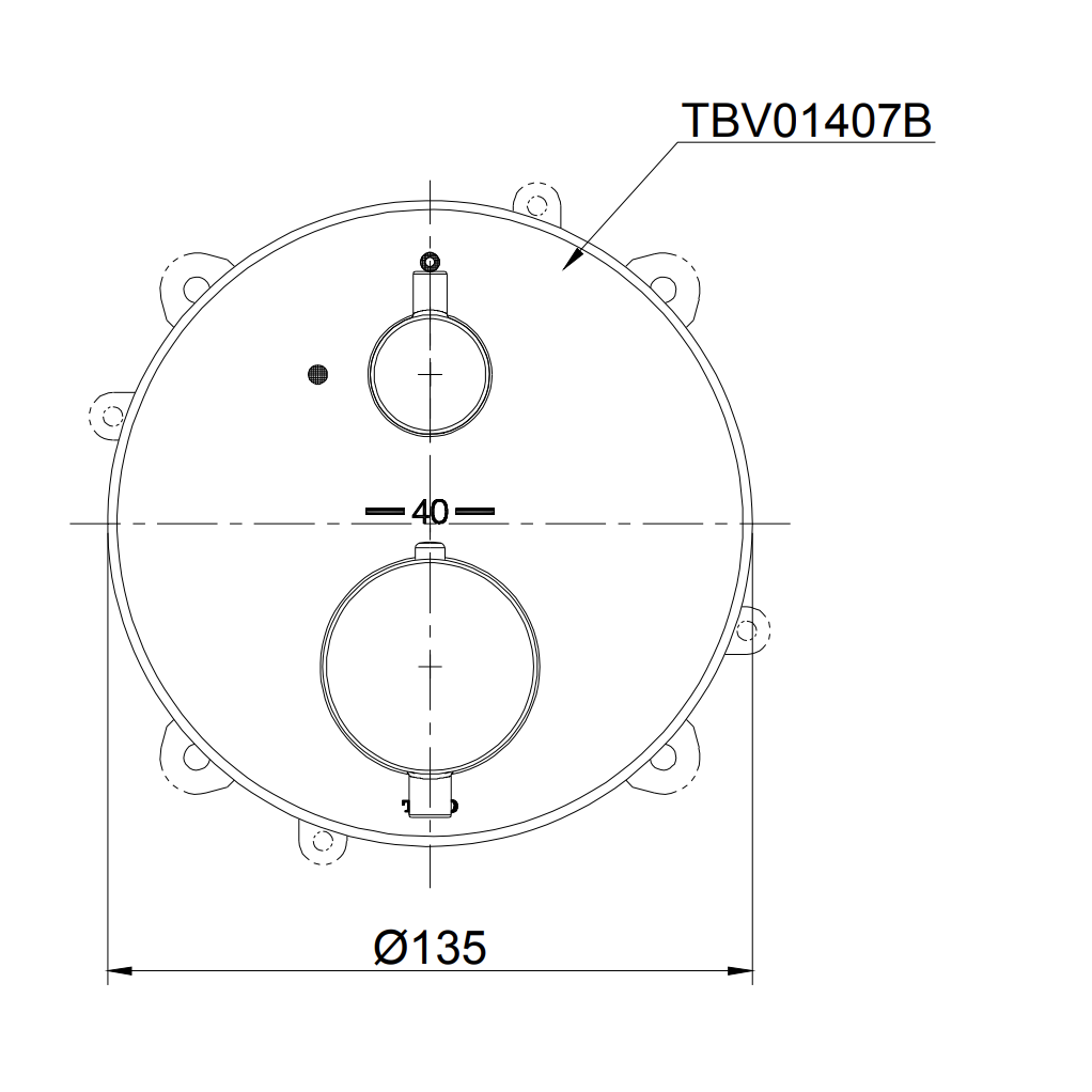 Bản vẽ kỹ thuật van điều chỉnh nhiệt độ kèm van dùng cho sen âm tường TOTO TBV01407B