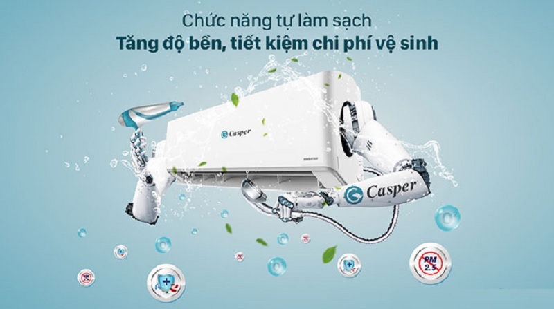 Điều hòa Casper Inverter 12000 BTU 1 chiều TC-12IS35 gas R-32 5 Điều hòa Casper Inverter 12000 BTU 1 chiều TC-12IS35 tự vệ sinh dàn lạnh