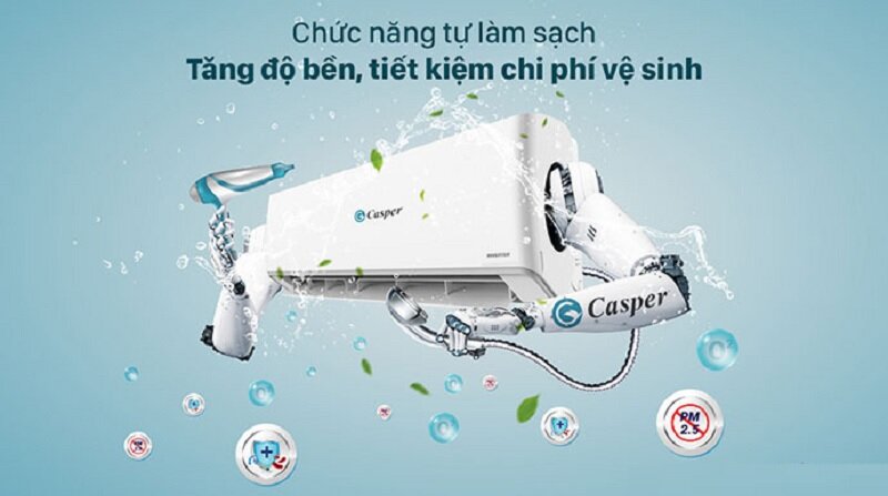 Điều hòa Casper Inverter 12000 BTU 1 chiều TC-12IS35 tự vệ sinh dàn lạnh