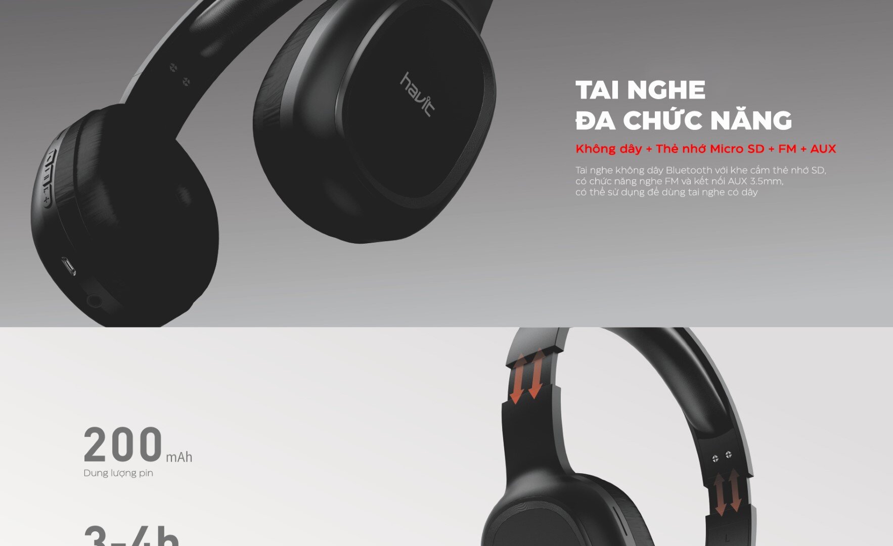 Tai nghe Bluetooth Havit H2590BT PRO