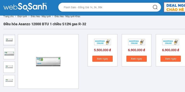 Điều hòa Asanzo 12000 BTU 1 chiều S12N gas R-32