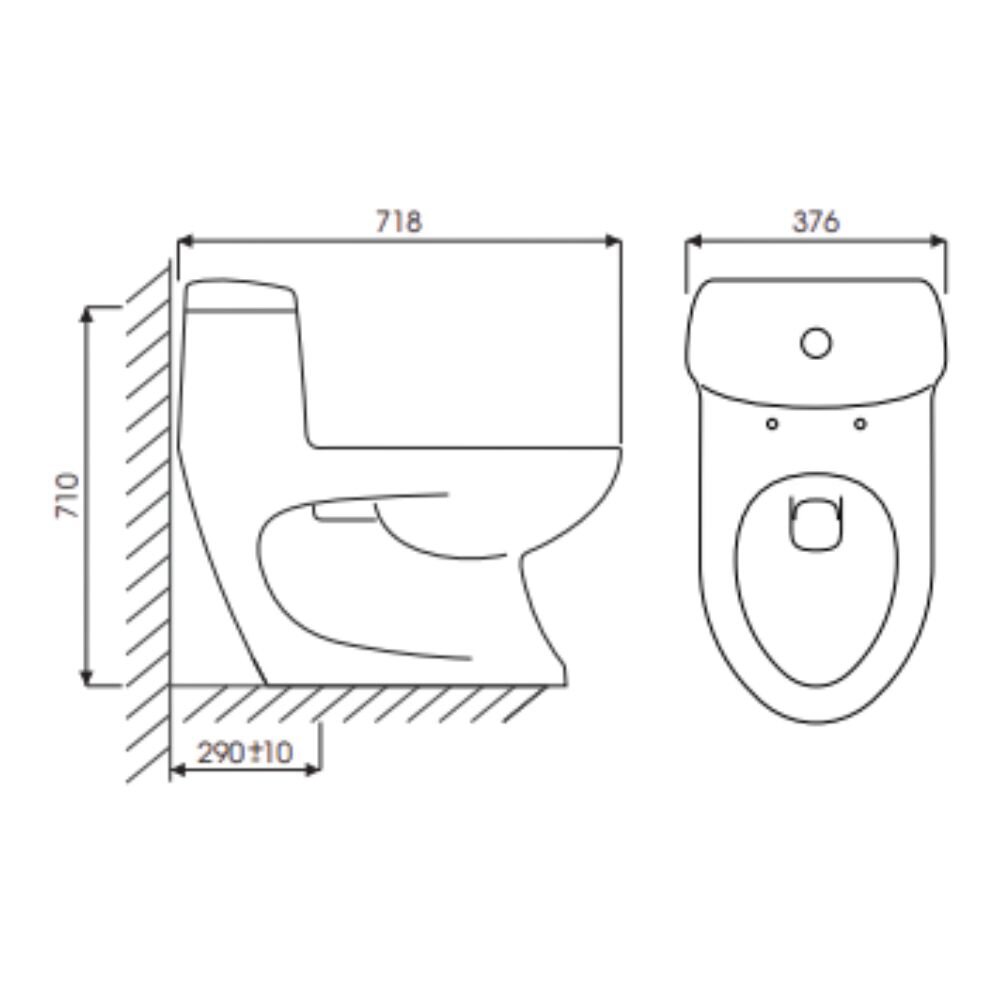 Bản vẽ kỹ thuật bồn cầu 1 khối Diamond Thiên Thanh CK50