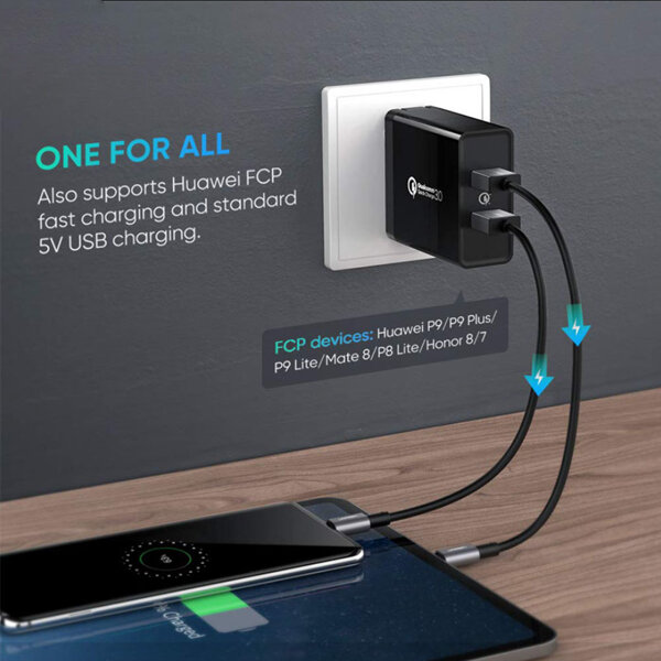 Củ sạc Ugreen 60449 sạc nhanh 36W 2 cổng Quick Charge 3.0 