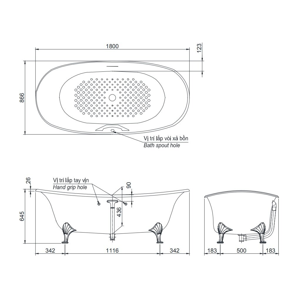 Bồn Tắm Ngọc Trai Đặt Sàn Trắng PPY1806PWNE#S TOTO
