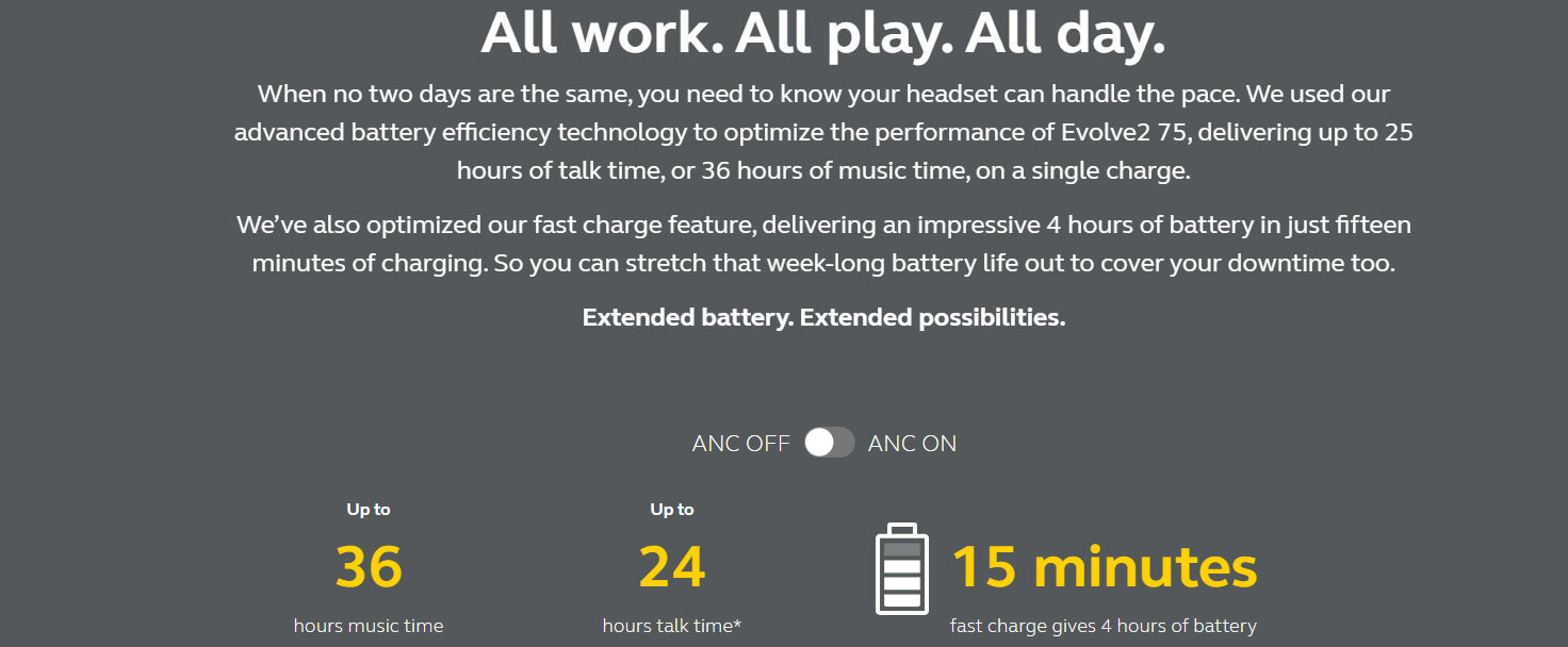 Tai nghe Jabra Evolve2 75 MS Stereo