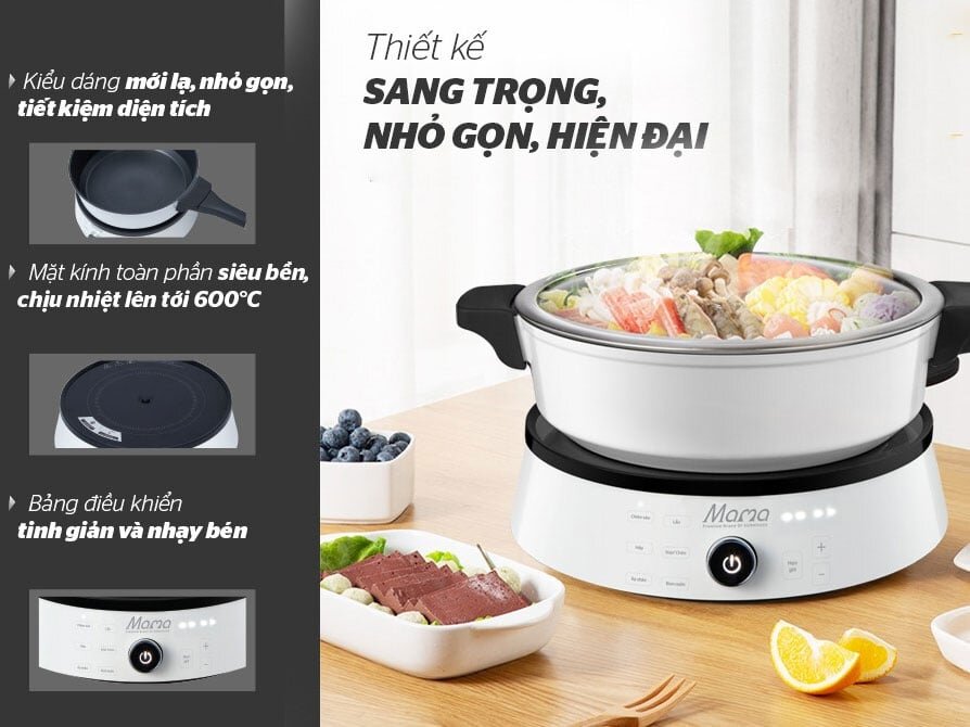 Bếp từ đơn Sunhouse MAMA SHD6875 được thiết kế dạng hình tròn hiện đại, sang trọng