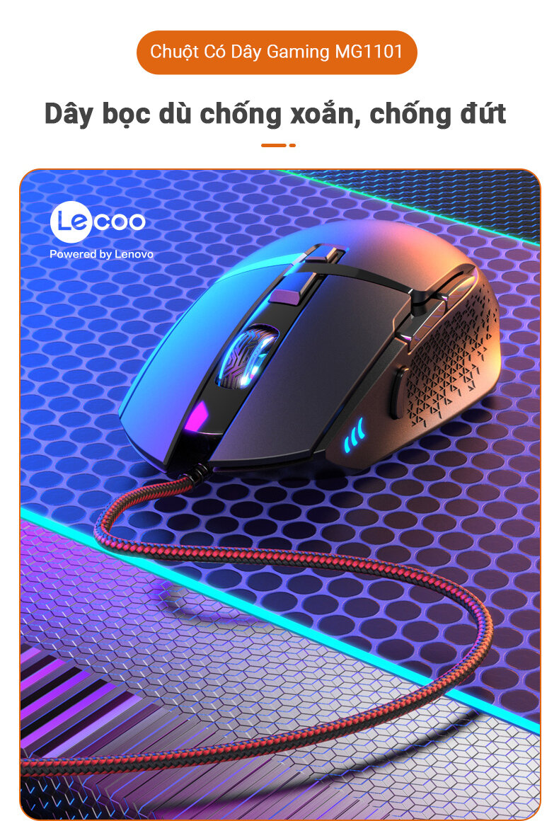 Chuột game Lecoo MG1101 đen (USB)