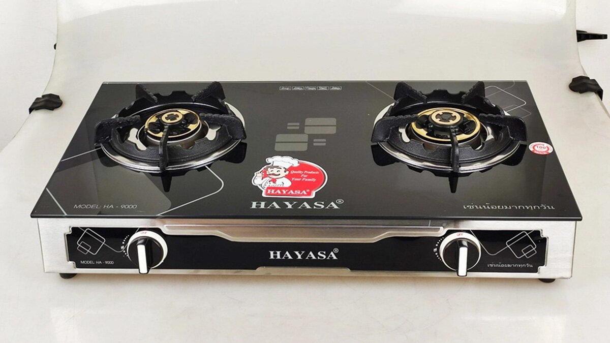 Bếp gas đôi dương kính Hayasa HA-900 có thiết kế đẹp mắt