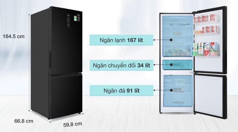 Kiểu dáng tủ lạnh Aqua AQR-B348MA FB inverter nhỏ gọn, sang trọng