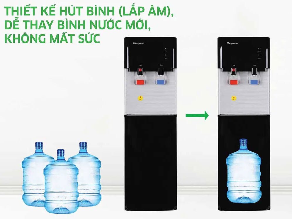 Máy làm nóng lạnh nước uống Kangaroo KG57A3 có thiết kế bình âm hiện đại