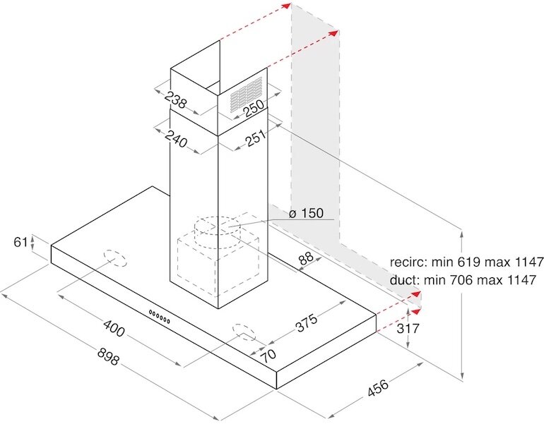 Máy hút mùi Ariston AHBS 9.7F LTI X