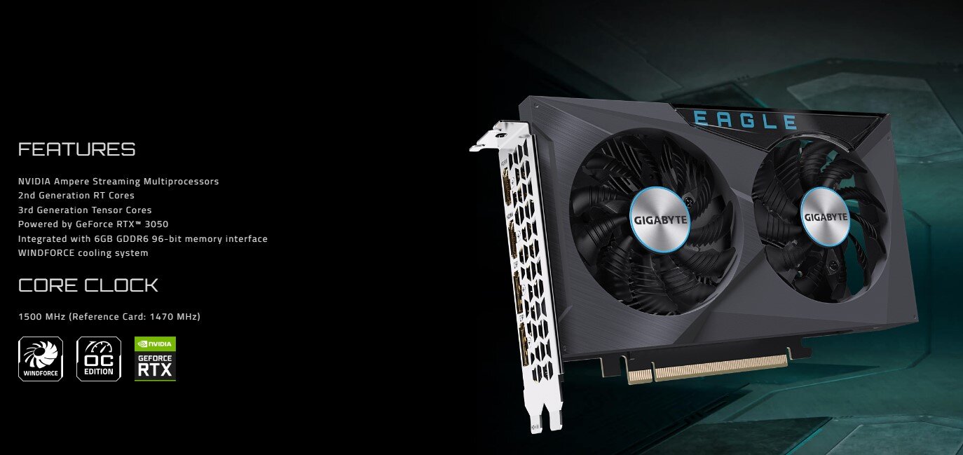 Card màn hình Gigabyte RTX 3050 EAGLE OC-6G